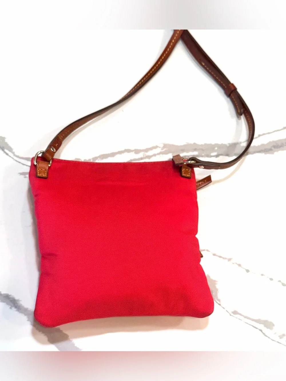 Dooney & Bourke Red Crossbody Double-Zip Pouch with Leather Trim